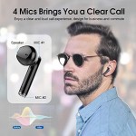 Wireless Earbuds, Bluetooth 5.3 Headphones with 4-Mics Clear Call and ENC Noise Cancelling, Bluetooth Earbuds Touch Control Stereo Sound with LED Display, IP7 Waterproof Running Headphones for Workout